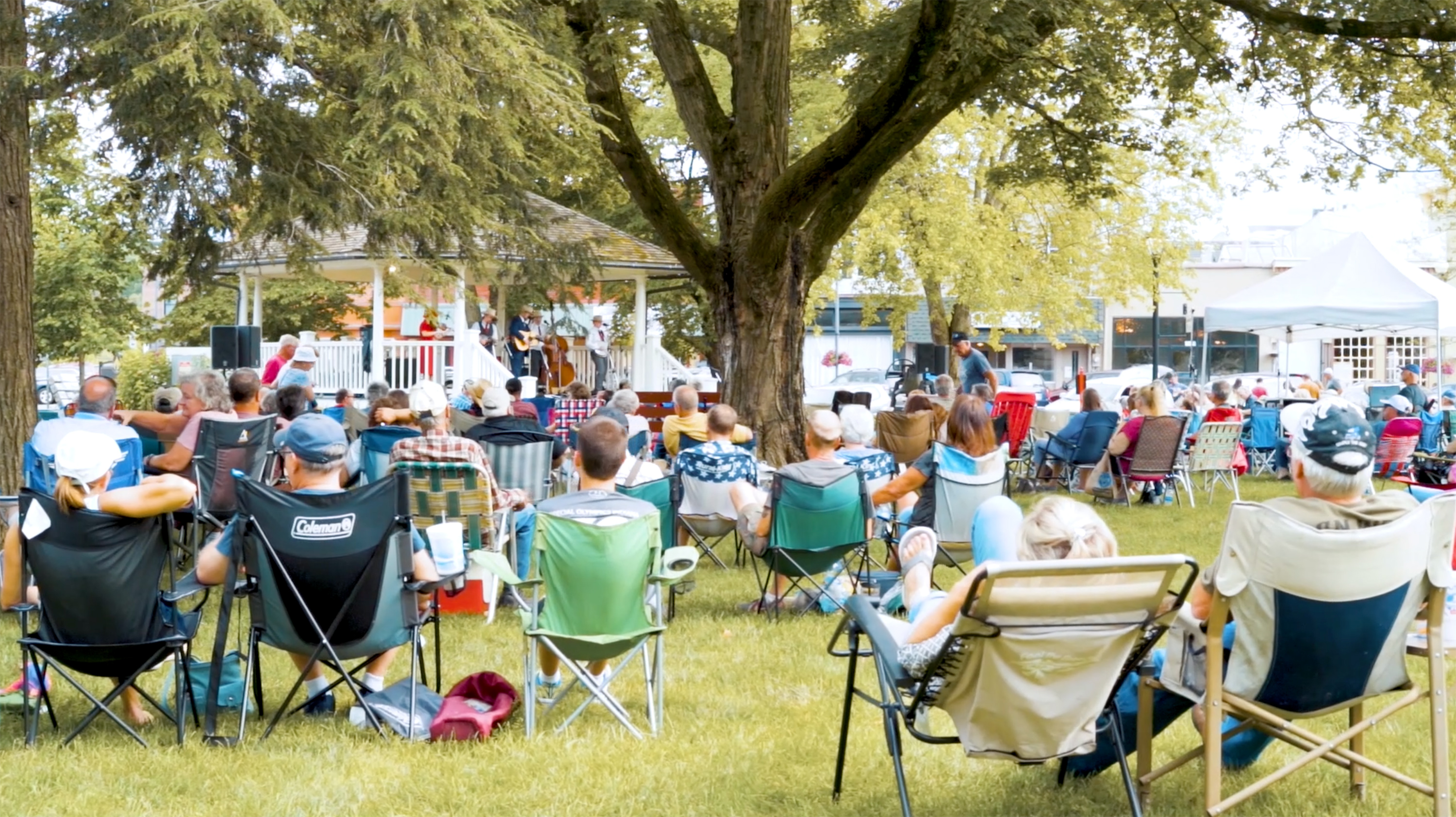 People gathered in Downtown Corydon, Indiana